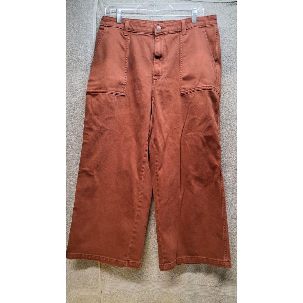 Universal Thread Rust Brown Wide Leg Crop Utility Patch Pocket Pants 14/32R(b8)